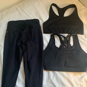 Fabletics “trio” bralettes & leggings in black